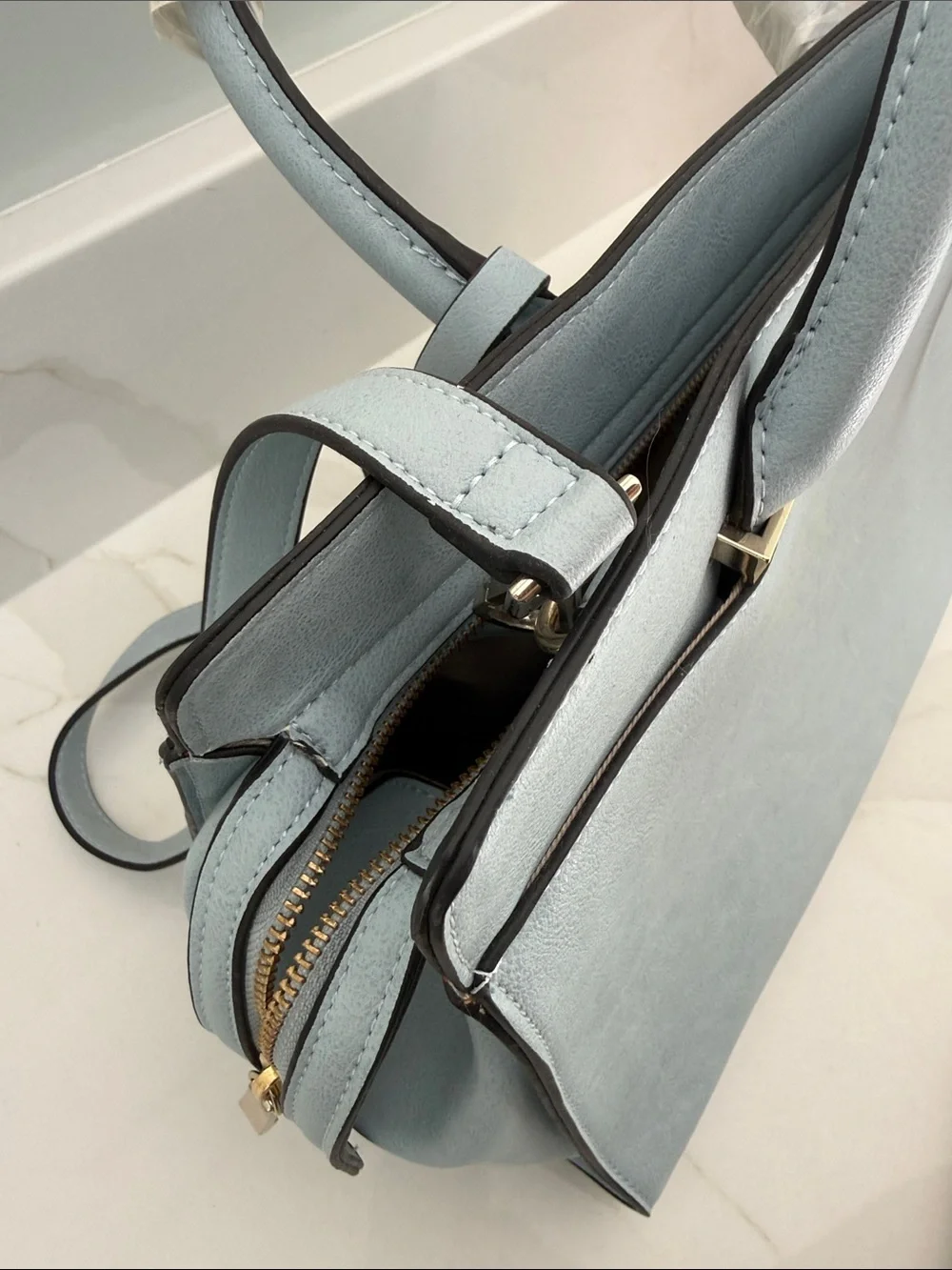 The Limited Light Blue Structured Top-Handle Satchel purse bag